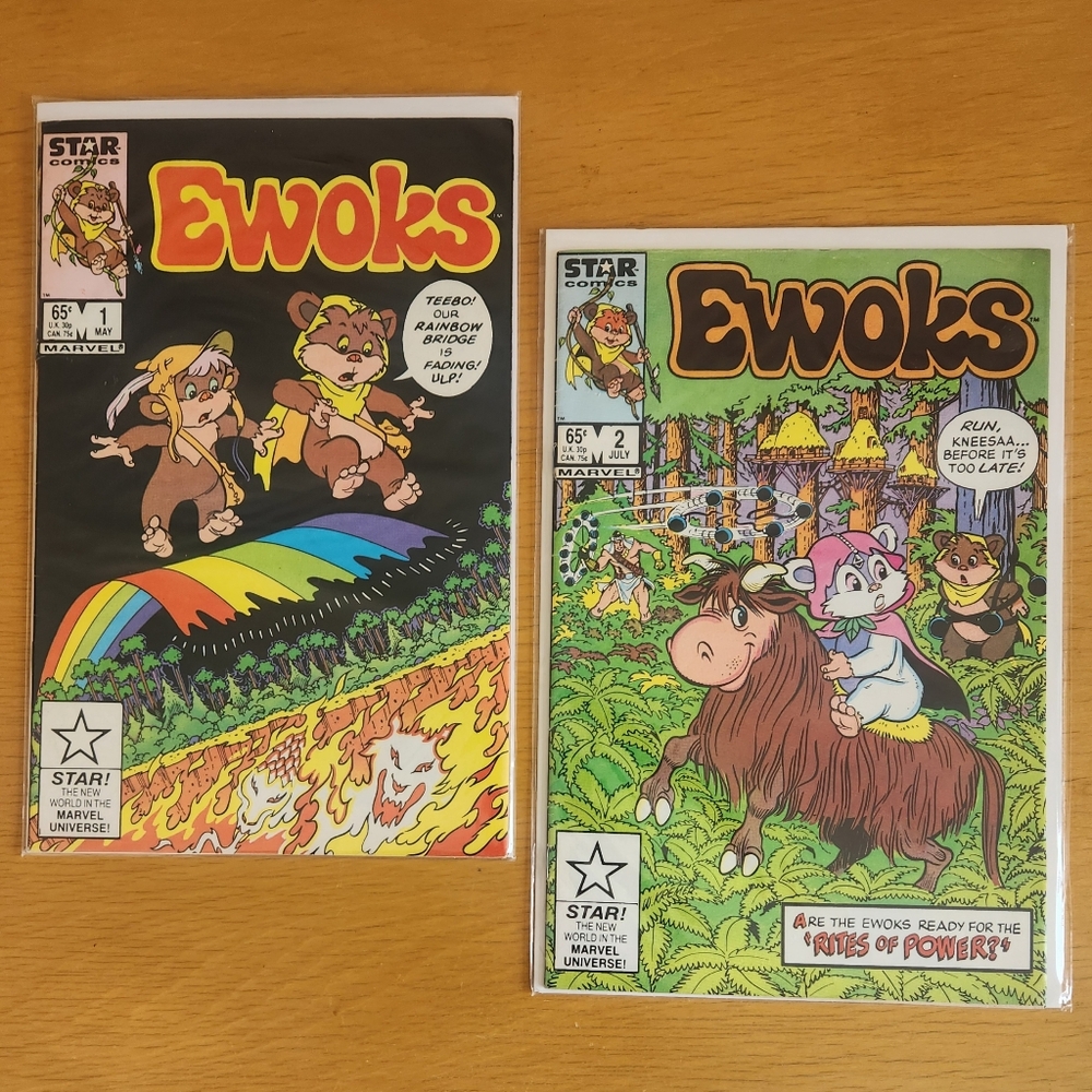 Star Wars Ewoks #1 & #2, 1980s Marvel comic books (Lot of 2)